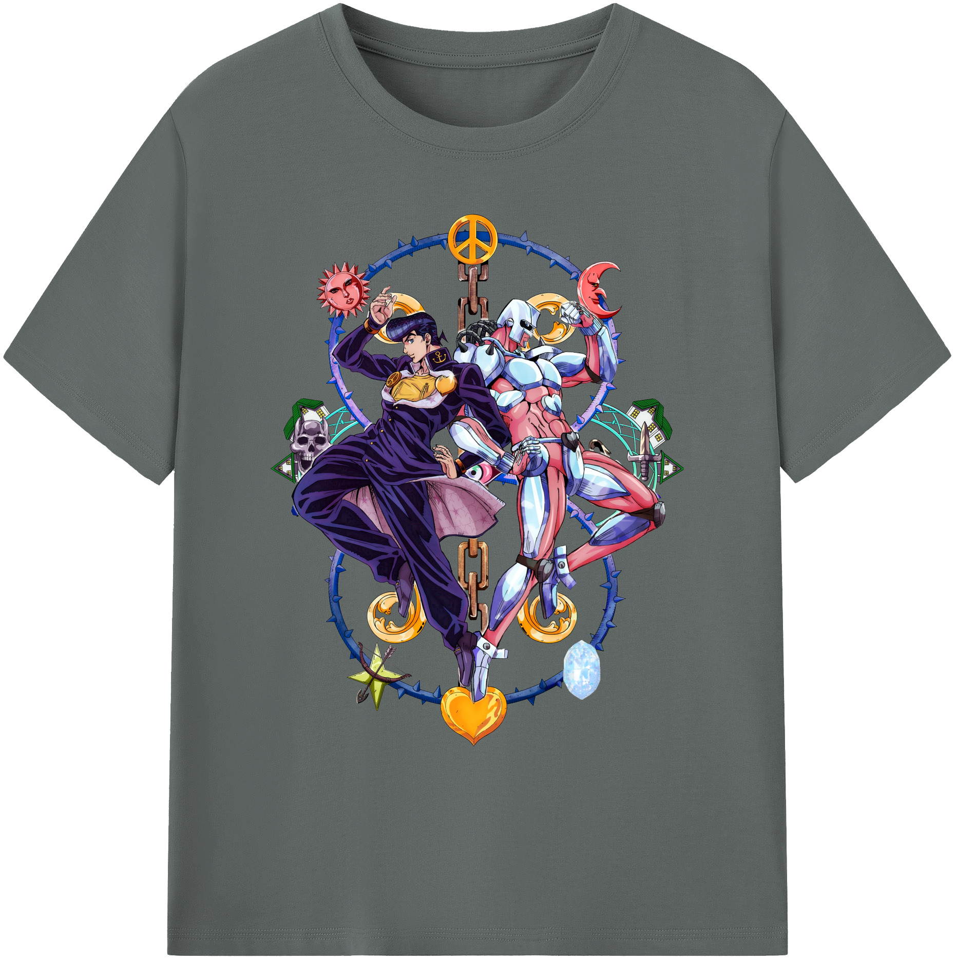 （画像用） ジョジョの奇妙な冒険 ひがしかた じょうすけ JoJo's Bizarre Adventure Higashikata Josuke 綿100％ メンズ半袖Tシャツ｜肌触りやわらか＆通気性